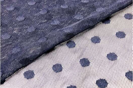 Сетка стрейч, горох 0.8 см, темно-синий