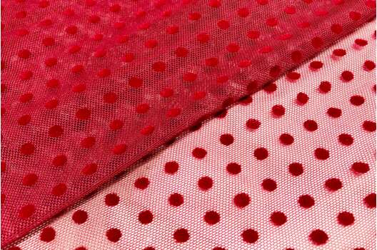 Сетка стрейч флок, горох 0.5 см, бордо