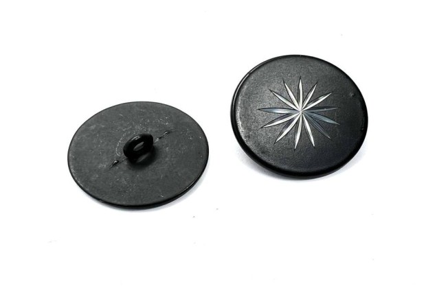 Пуговица металлическая на ножке, одуванчик на черном, 25 мм, Ж-54 1