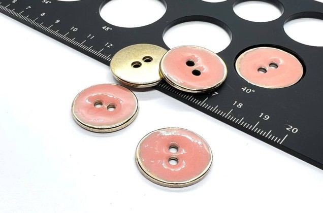 Пуговица металлическая на 2 прокола, розовая, 25 мм, Ж-40