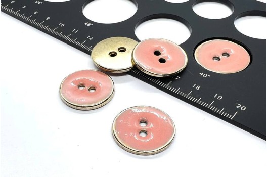 Пуговица металлическая на 2 прокола, розовая, 25 мм, Ж-40