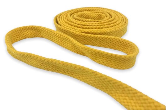 Шнур плоский х/б, турецкое плетение, желтый (006), 15 мм