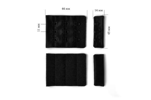 Застежка с крючками 3х3, черная