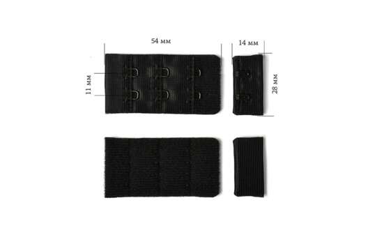 Застежка с крючками 3х2, черная