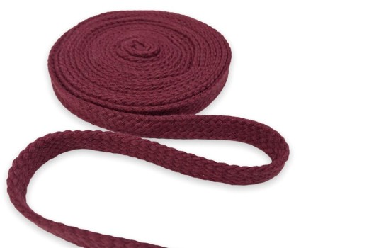 Шнур плоский х/б турецкое плетение, сочный бордовый (013), 12 мм