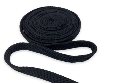 Шнур плоский х/б турецкое плетение, черный (032), 12 мм