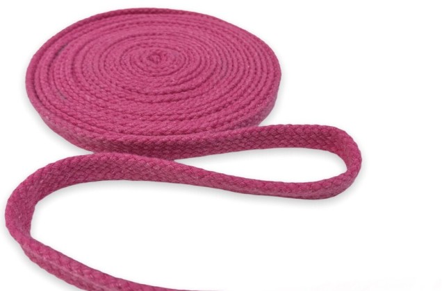 Шнур плоский х/б турецкое плетение, розовый (011), 12 мм
