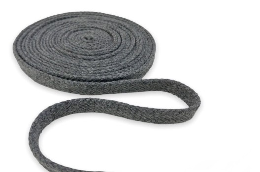 Шнур плоский х/б турецкое плетение, серый (029), 12 мм