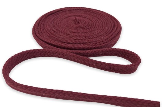 Шнур плоский х/б турецкое плетение, бордовый (014), 12 мм