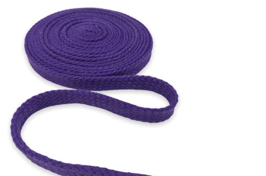 Шнур плоский х/б турецкое плетение, фиолетовый (027), 12 мм