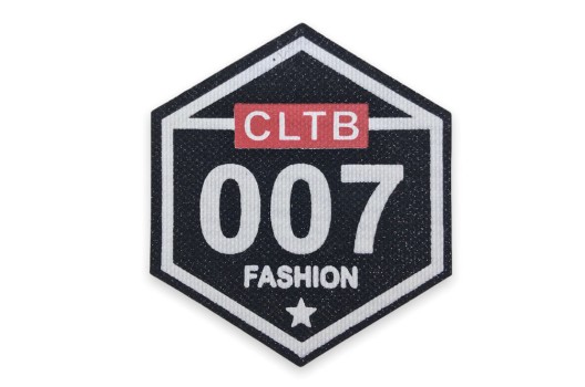 Нашивка 007 Fashion, черно-белая с блестками, 6.5х7.5 см