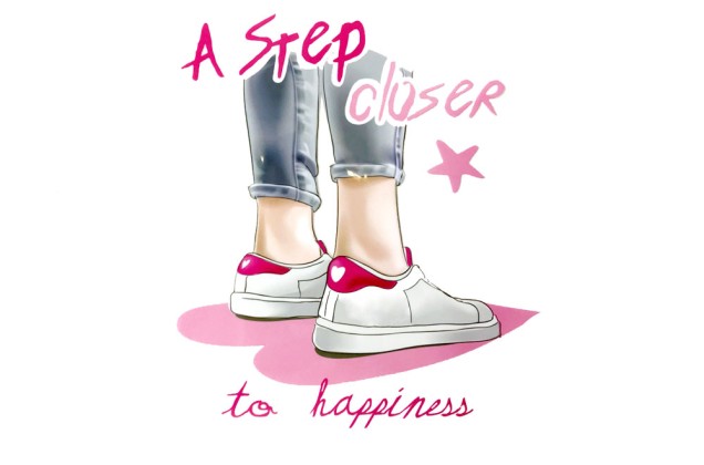Термонаклейка, A Step Closer to Happiness, Кеды с сердечками, 21.6х19.5 см