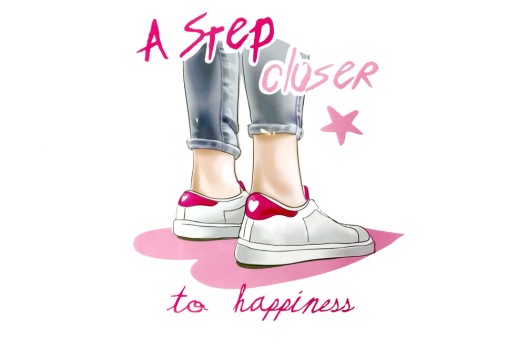 Термонаклейка, A Step Closer to Happiness, Кеды с сердечками, 21.6х19.5 см