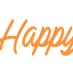 Термонаклейка, Happy, шрифт оранжевый, 12.5х4.7 см