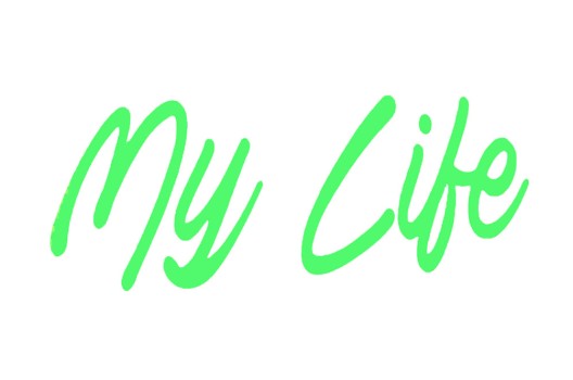 Термонаклейка, My Life, шрифт салатовый, 12.4х5 см