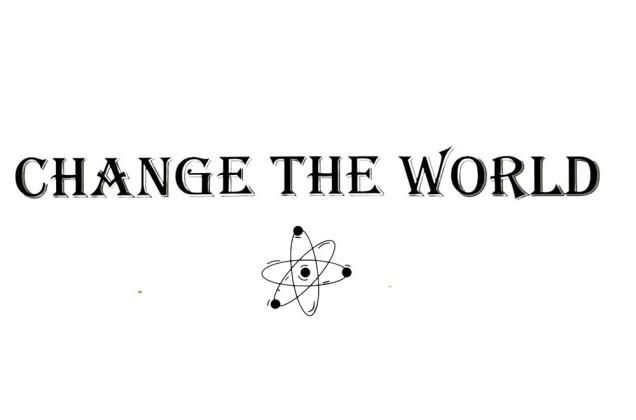 Термонаклейка, Change the world, черный, 19.4х5.3 см