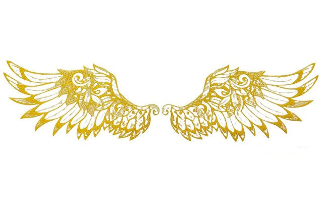 Термонаклейка, Крылья золотые, 24.5х6 см