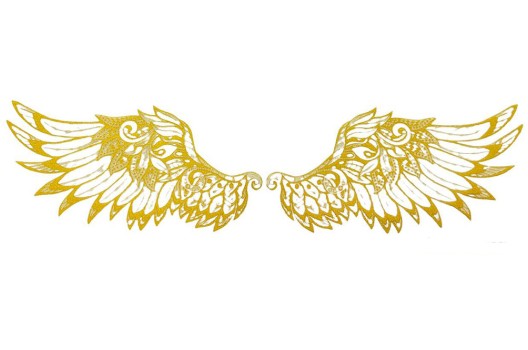 Термонаклейка, Крылья золотые, 24.5х6 см
