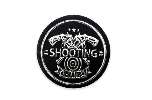 Нашивка Shooting Club, черная, круг 9 см