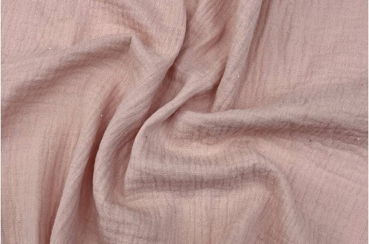 Муслин жатый 2-х слойный, бежево-розовый