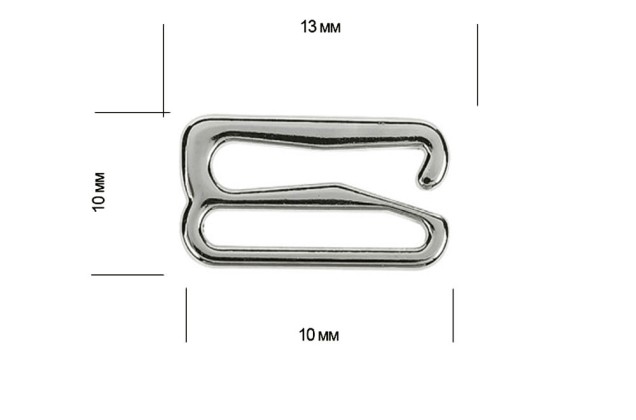 Крючок для бюстгальтера, металл, никель, 10х10 мм