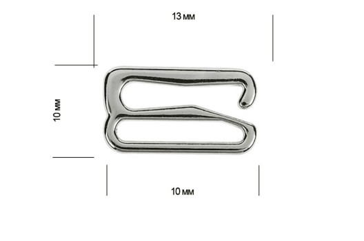 Крючок для бюстгальтера, металл, никель, 10х10 мм
