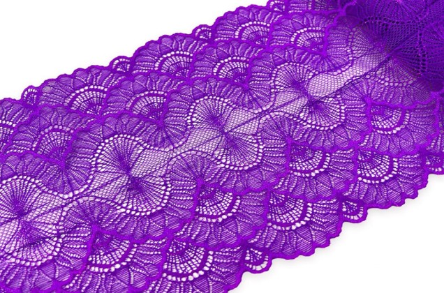 Кружево эластичное, фиолетовый неон, 19.5 см 2
