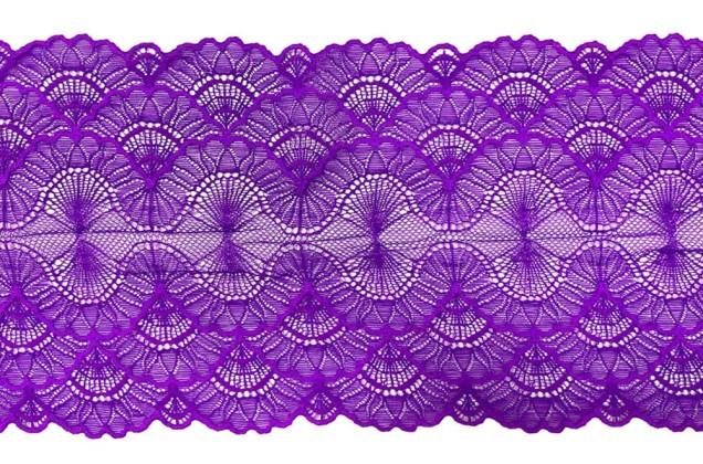 Кружево эластичное, фиолетовый неон, 19.5 см