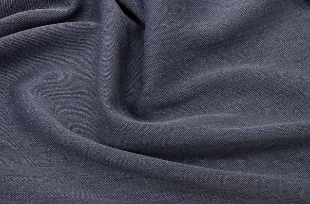 Костюмно-плательная ткань с вискозой, серо-синяя, Китай
