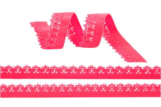 Резинка бельевая (ажурная) 12 мм, красно-розовая
