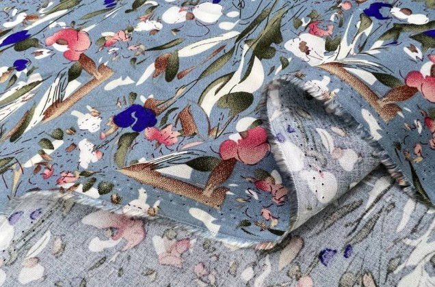Штапель, Цветы и стебельки на голубом 3