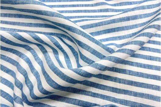 Лен костюмный 14С193, Голубая полоска 1 см