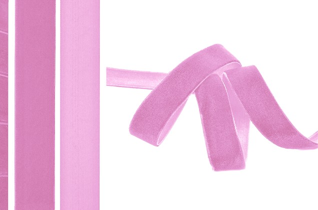 Лента бархатная, 20 мм, розовая