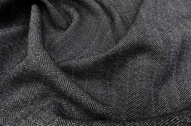 Костюмная ткань с вискозой, Елочка, темно-серая 3