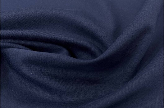 Костюмный хлопок с ворсистой изнанкой, темно-синий, Италия