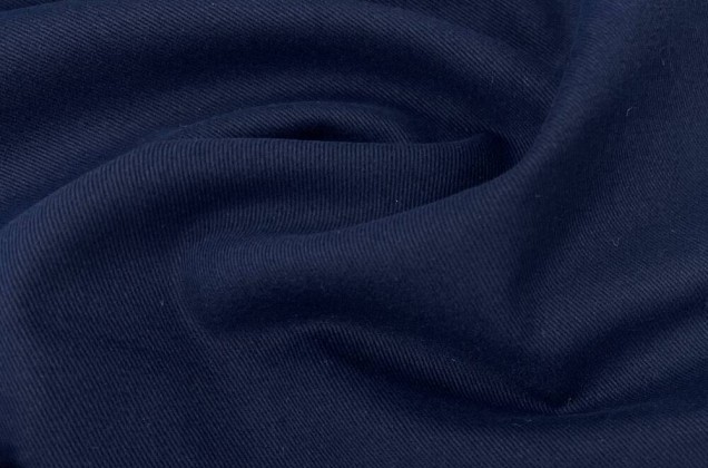 Костюмный хлопок бархатистый, темно-синий, Италия