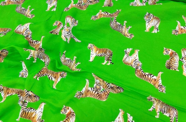 Вискоза креп, Тигры на зеленом, Италия 1