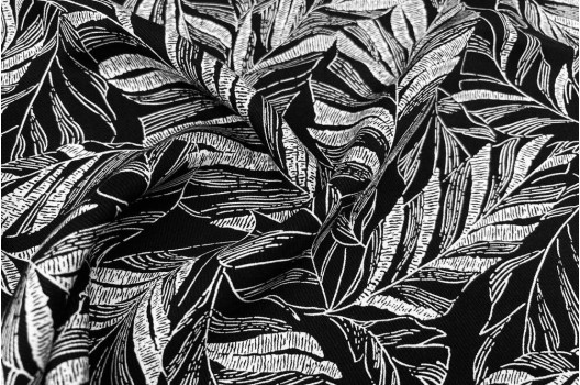 Штапель твил, листья, Карандашные зарисовки на черном