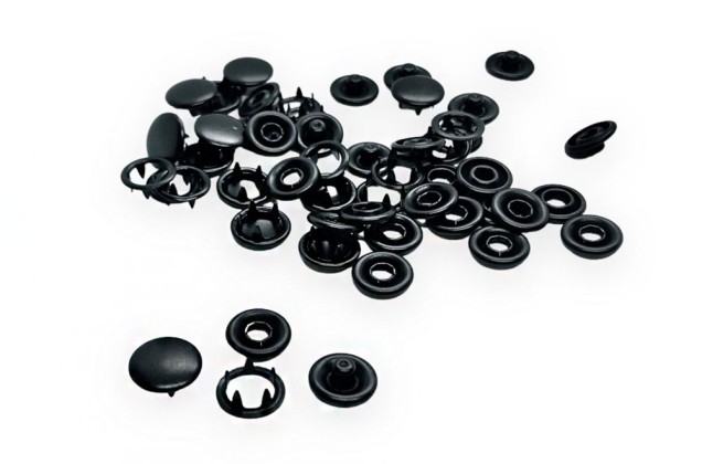 Кнопки трикотажные, закрытые 9.5 мм, черные