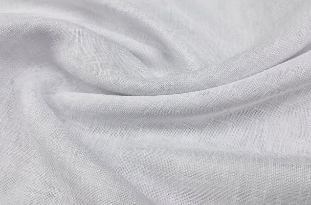 Тюль классического белого цвета с утяжелителем, имитация под лен, 300 см, Турция