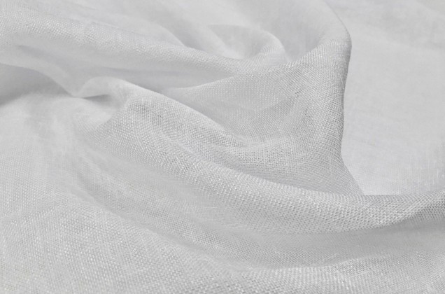 Тюль классического белого цвета с утяжелителем, имитация под лен, 300 см, Турция 1