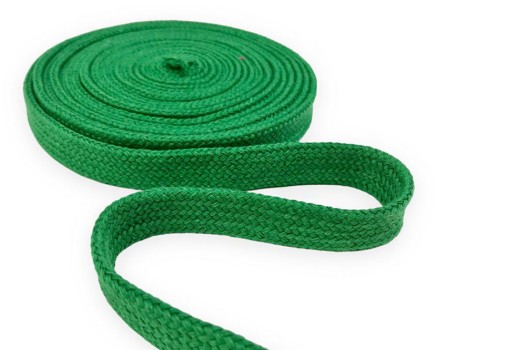 Шнур плоский х/б, классическое плетение, зеленый (018), 15 мм