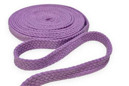 Шнур плоский х/б турецкое плетение, сиреневый (026), 10 мм