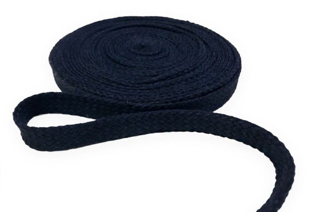 Шнур плоский х/б турецкое плетение, темно-синий (024), 10 мм