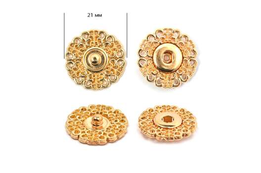 Кнопка пришивная, 21 мм, золотая, сталь (BJ116)