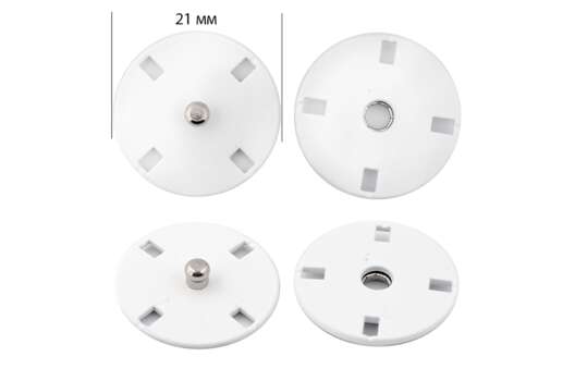 Кнопка пришивная, 21 мм, белая, металл