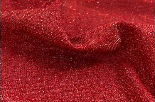 Трикотаж c люрексом и глиттером на атласе, красный (ОСТАТОК)