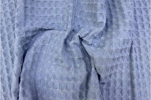 Греческое вафельное полотно 240 см, пыльный голубой