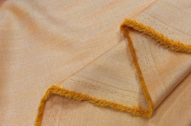 Костюмная ткань с бамбуком, светло-оранжевая Елочка, Италия 2
