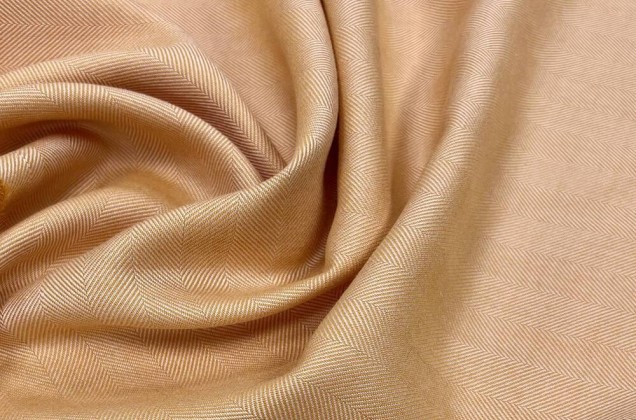 Костюмная ткань с бамбуком, светло-оранжевая Елочка, Италия